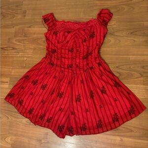 Kimchi & Blue Kimchi Blue Bey Lace-Trim Floral Romper in Red